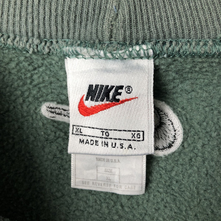 90'S Nike Logo Sweatshirt, Made in USA, Men's XL, Vintage cotton Khaki type sage green Vintage Second Hand