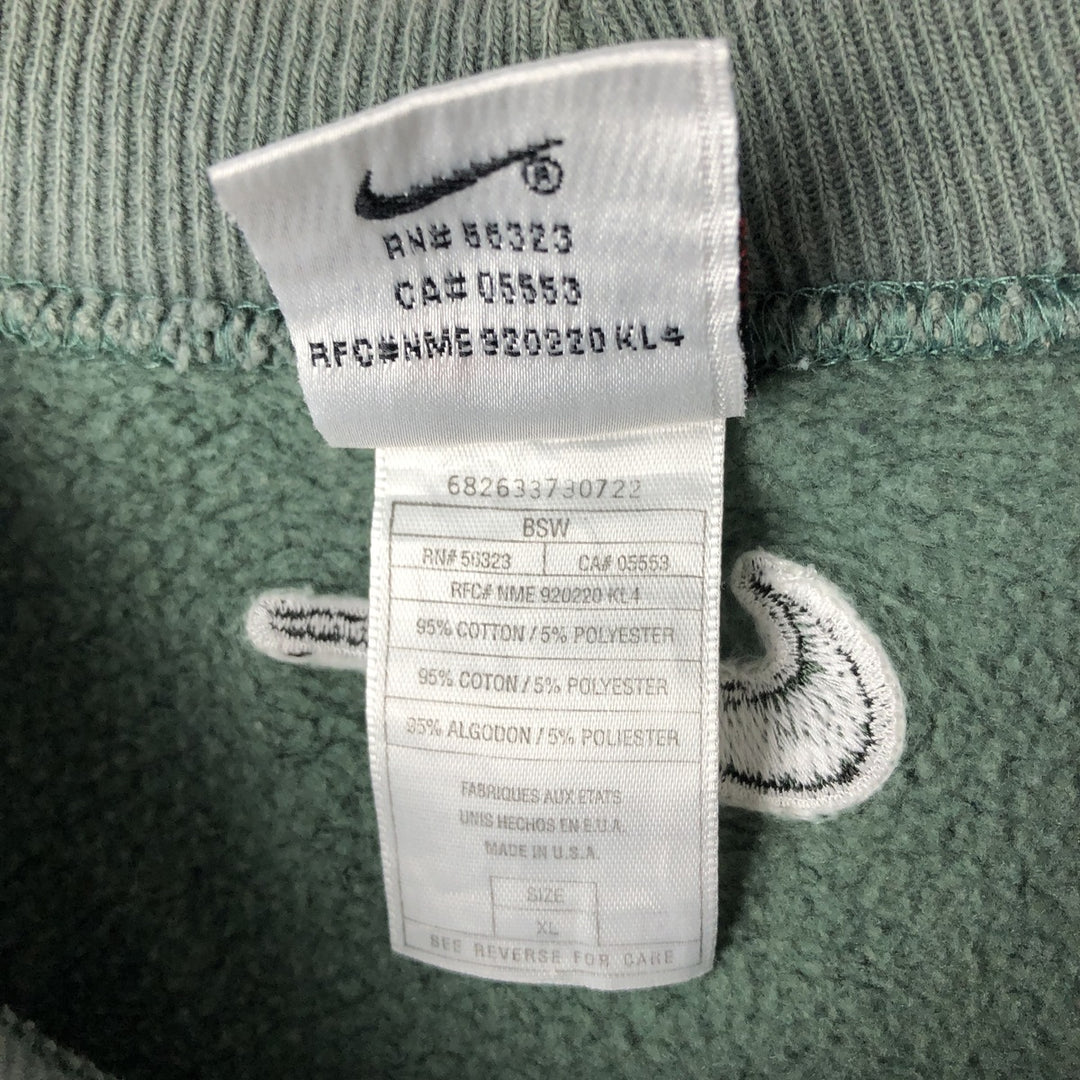90'S Nike Logo Sweatshirt, Made in USA, Men's XL, Vintage cotton Khaki type sage green Vintage Second Hand