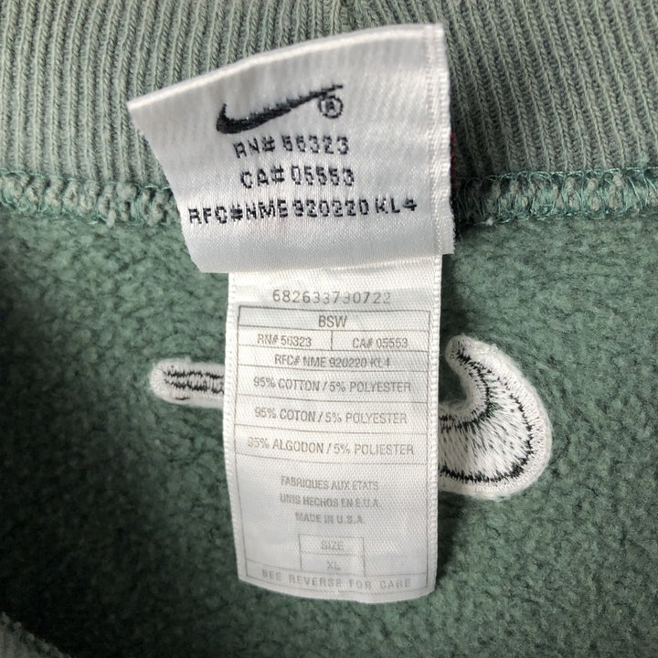 90'S Nike Logo Sweatshirt, Made in USA, Men's XL, Vintage cotton Khaki type sage green Vintage Second Hand
