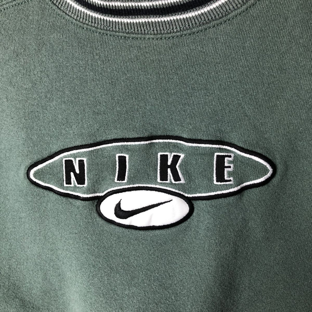 90'S Nike Logo Sweatshirt, Made in USA, Men's XL, Vintage cotton Khaki type sage green Vintage Second Hand