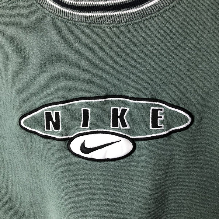 90'S Nike Logo Sweatshirt, Made in USA, Men's XL, Vintage cotton Khaki type sage green Vintage Second Hand