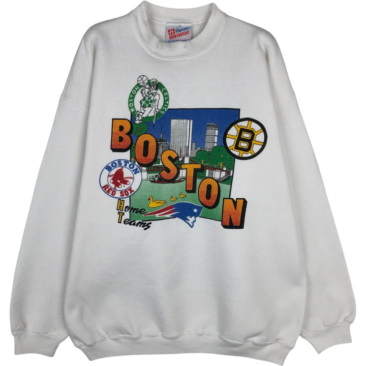 90'S Hanes Heavyweight Home Teams Sweatshirt, Men's Size XL (approx.), Vintage cotton white type Vintage Second Hand