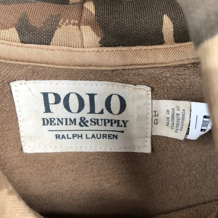Ralph Lauren POLO DENIM & SUPPLY RALPH LAUREN Camouflage Pattern Sweatshirt Pullover Hoodie, Men's Size L (approx.) cotton beige type brown Vintage Second Hand