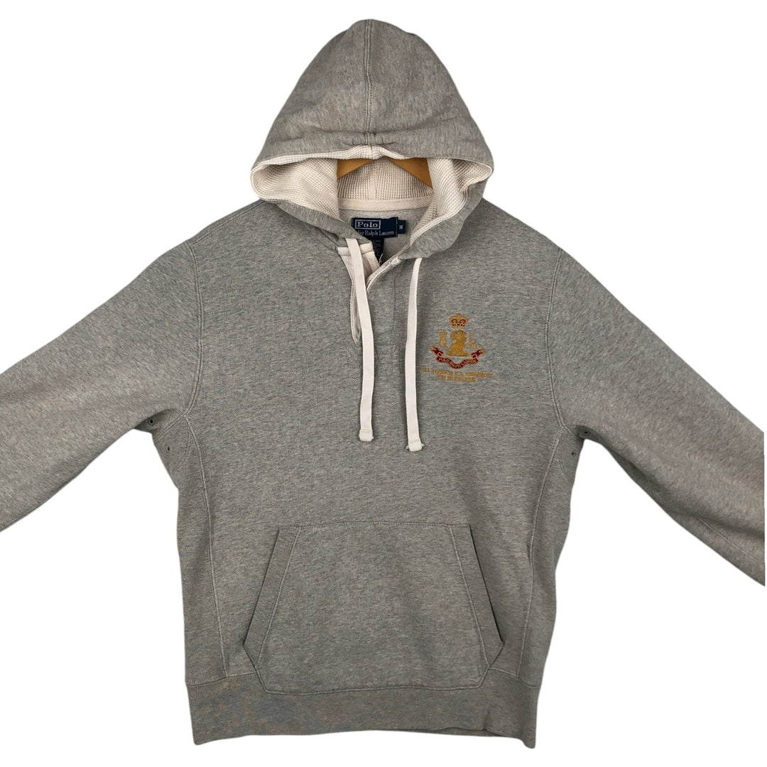 Ralph Lauren POLO by Ralph Lauren Sweatshirt Half Button Hoodie Men's M size cotton gray type Vintage Second Hand