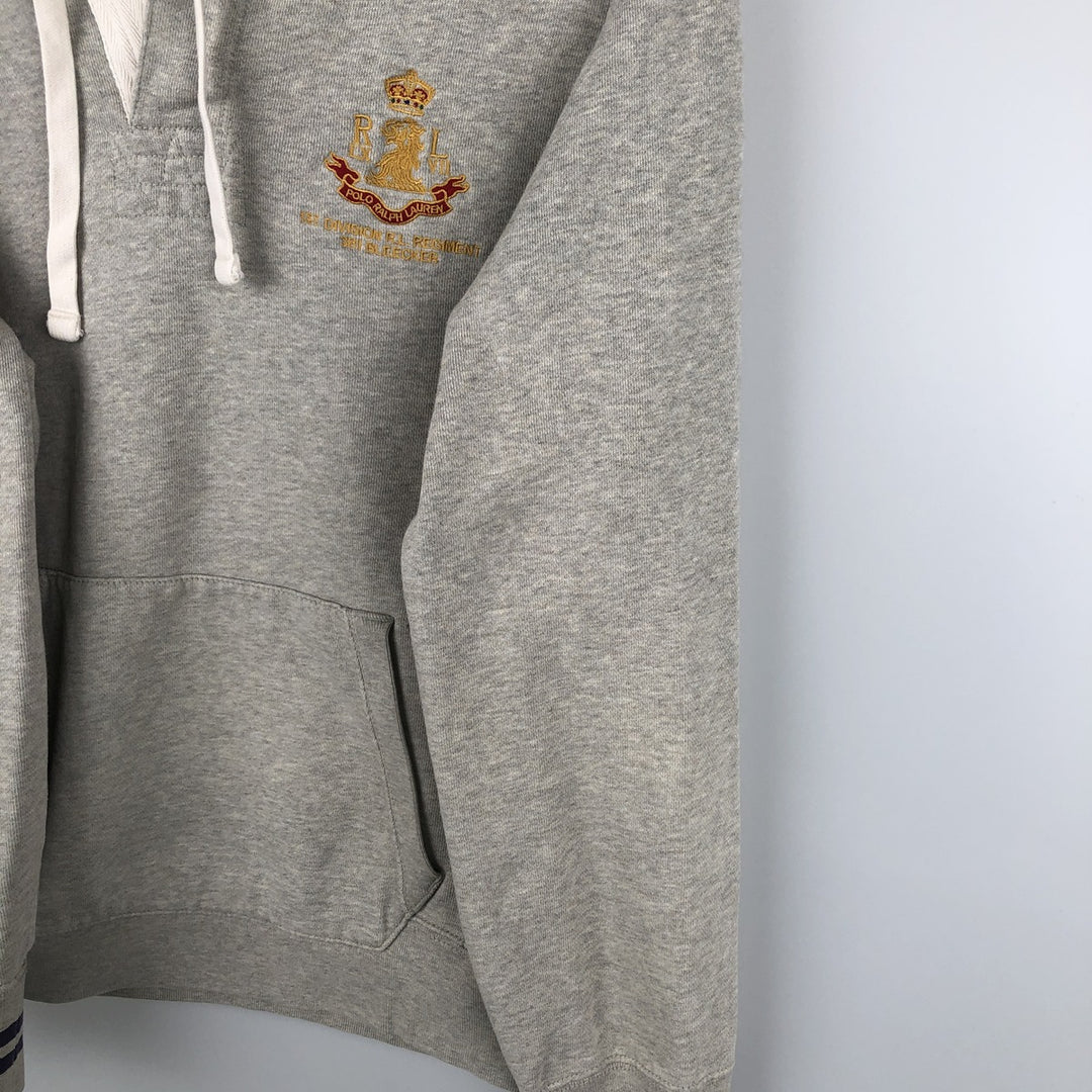 Ralph Lauren POLO by Ralph Lauren Sweatshirt Half Button Hoodie Men's M size cotton gray type Vintage Second Hand