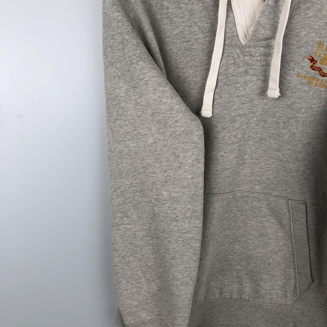 Ralph Lauren POLO by Ralph Lauren Sweatshirt Half Button Hoodie Men's M size cotton gray type Vintage Second Hand