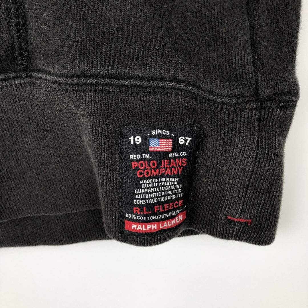 Ralph Lauren Polo Jeans Company sweatshirt pullover hoodie, men's size XL cotton black type Vintage Second Hand