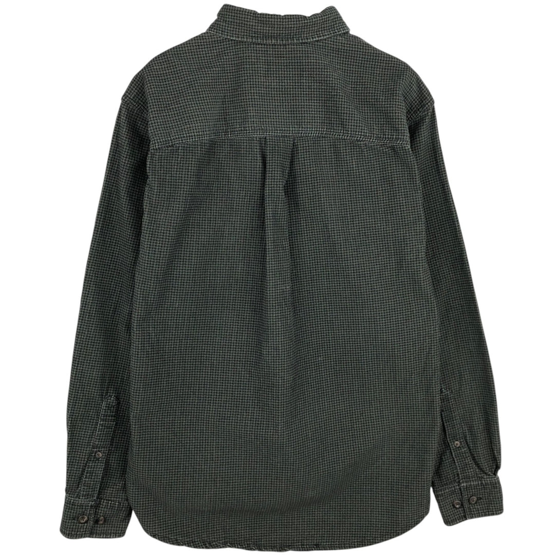 Eddie Bauer Check Pattern Long-Sleeve Button-Down Corduroy Shirt, Men's Size M (approx.) cotton green type Vintage Second Hand