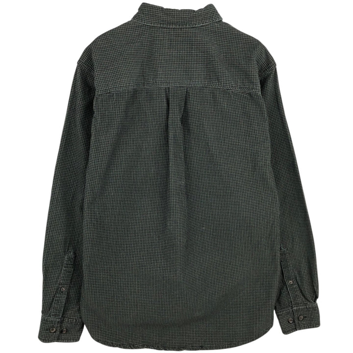 Eddie Bauer Check Pattern Long-Sleeve Button-Down Corduroy Shirt, Men's Size M (approx.) cotton green type Vintage Second Hand