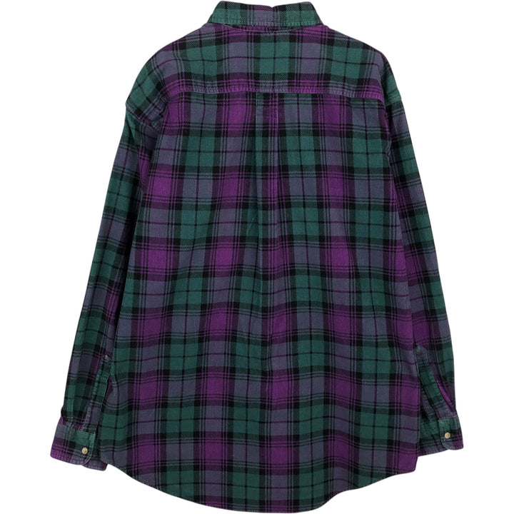90'S LLBean Long Sleeve Button-Down Corduroy Shirt, Men's Size L, Vintage cotton purple type Vintage Second Hand