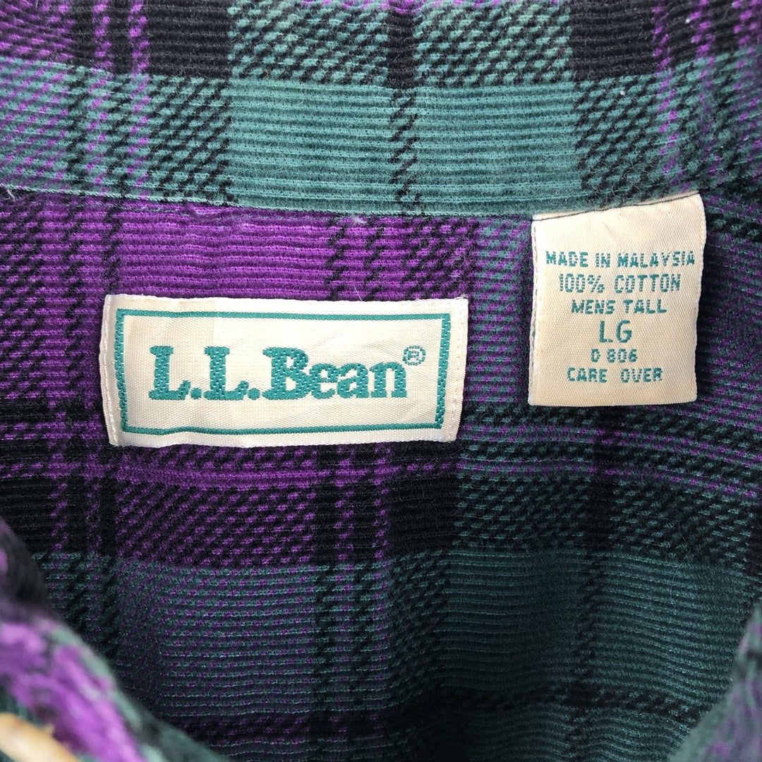 90'S LLBean Long Sleeve Button-Down Corduroy Shirt, Men's Size L, Vintage cotton purple type Vintage Second Hand