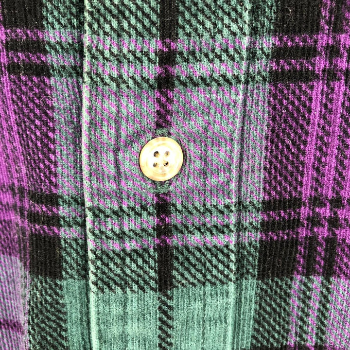90'S LLBean Long Sleeve Button-Down Corduroy Shirt, Men's Size L, Vintage cotton purple type Vintage Second Hand