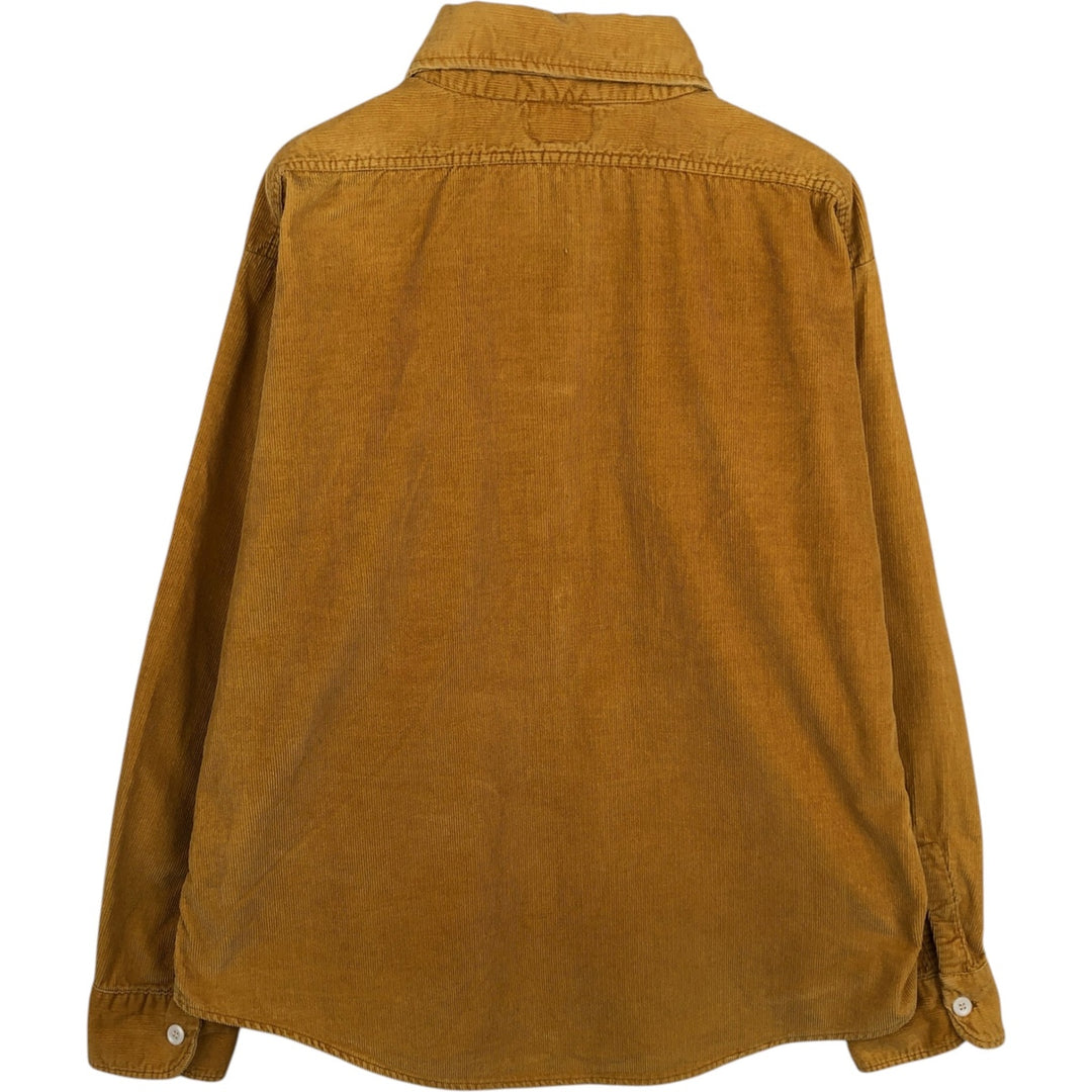 1970'S JCPenney Long-Sleeve Corduroy Shirt, Men's Size XL (Equivalent), Vintage cotton brown type Vintage Second Hand