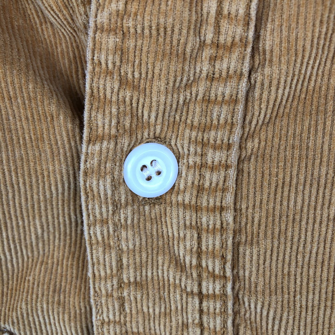 1970'S JCPenney Long-Sleeve Corduroy Shirt, Men's Size XL (Equivalent), Vintage cotton brown type Vintage Second Hand