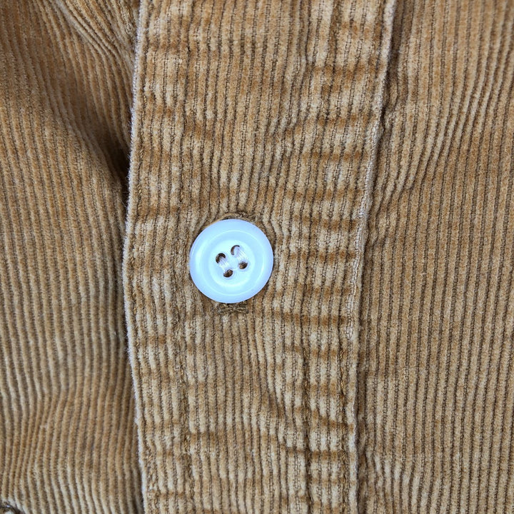 1970'S JCPenney Long-Sleeve Corduroy Shirt, Men's Size XL (Equivalent), Vintage cotton brown type Vintage Second Hand