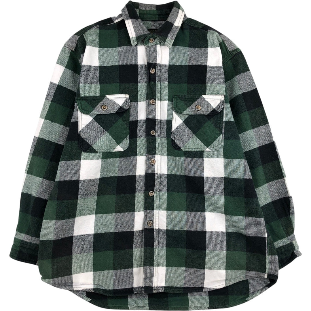 FIELD AND STREAM Long Sleeve Flannel Check Shirt, Men's Size L cotton green type Vintage Second Hand