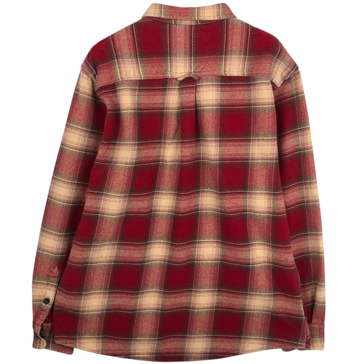 ORVIS Long Sleeve Flannel Check Shirt, Men's XL Size cotton red type Vintage Second Hand