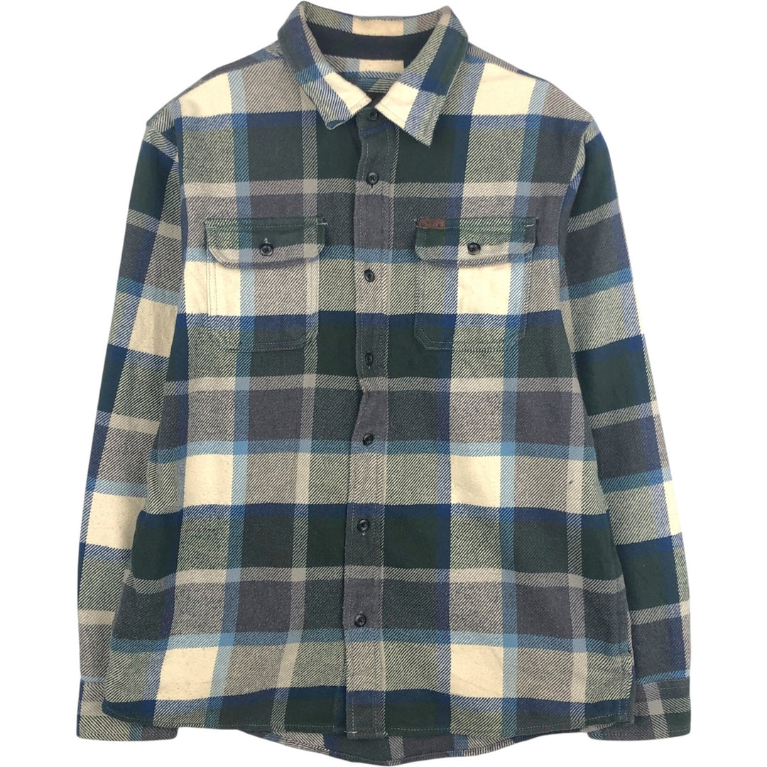 ORVIS Long-Sleeve Flannel Check Shirt, Men's Size L (approx.) cotton Charcoal Vintage Second Hand