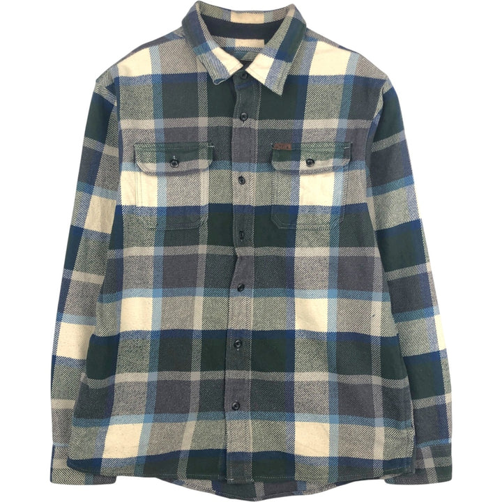 ORVIS Long-Sleeve Flannel Check Shirt, Men's Size L (approx.) cotton Charcoal Vintage Second Hand