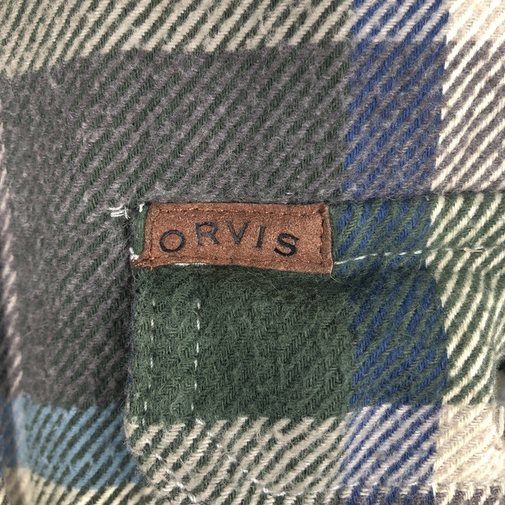 ORVIS Long-Sleeve Flannel Check Shirt, Men's Size L (approx.) cotton Charcoal Vintage Second Hand