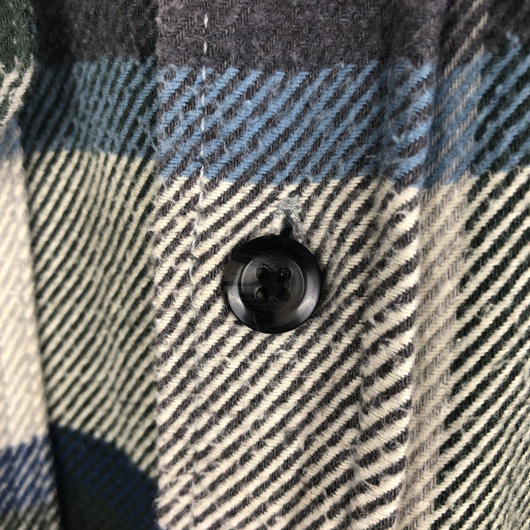 ORVIS Long-Sleeve Flannel Check Shirt, Men's Size L (approx.) cotton Charcoal Vintage Second Hand