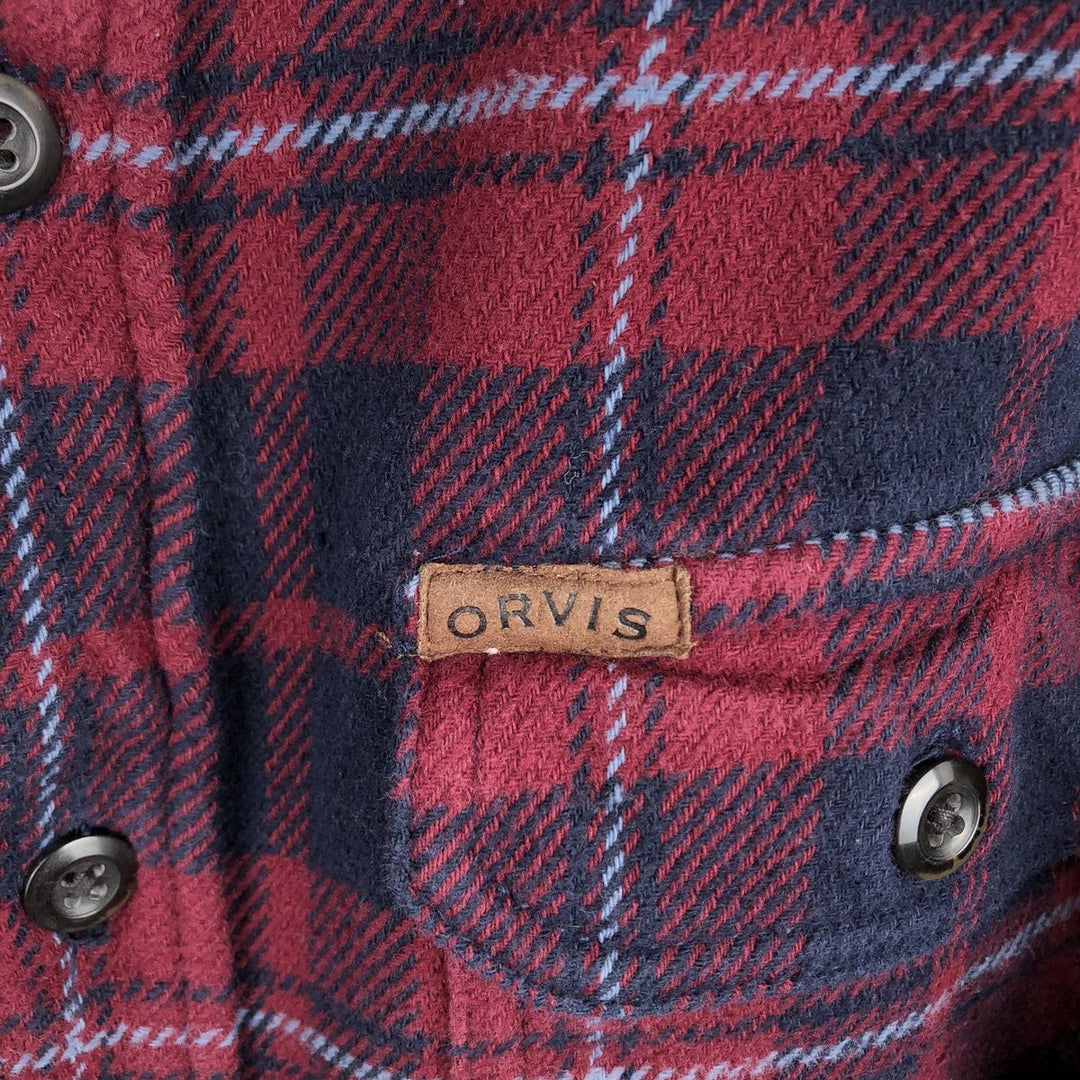 ORVIS Long Sleeve Flannel Check Shirt, Men's Size L cotton red type Vintage Second Hand