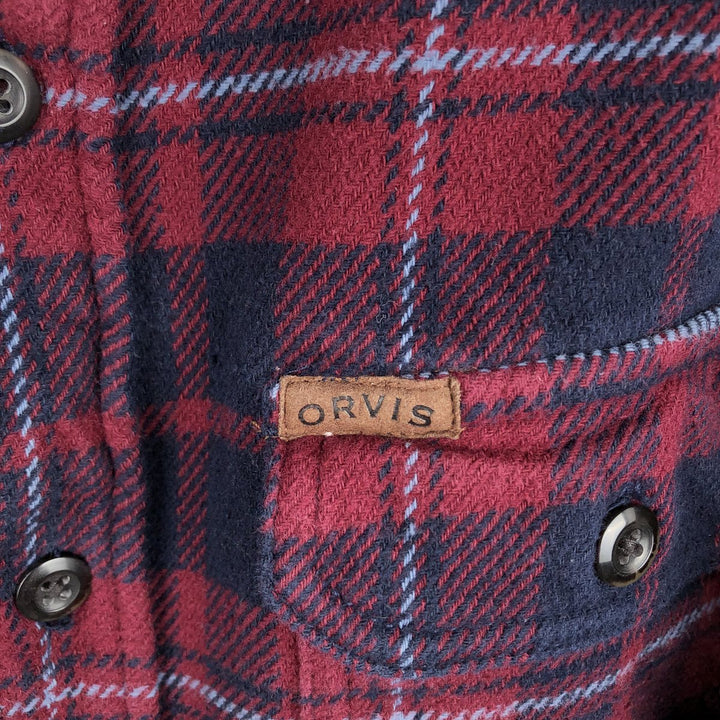 ORVIS Long Sleeve Flannel Check Shirt, Men's Size L cotton red type Vintage Second Hand