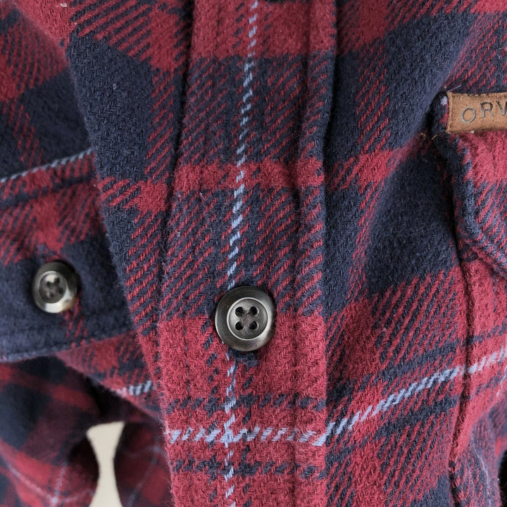 ORVIS Long Sleeve Flannel Check Shirt, Men's Size L cotton red type Vintage Second Hand