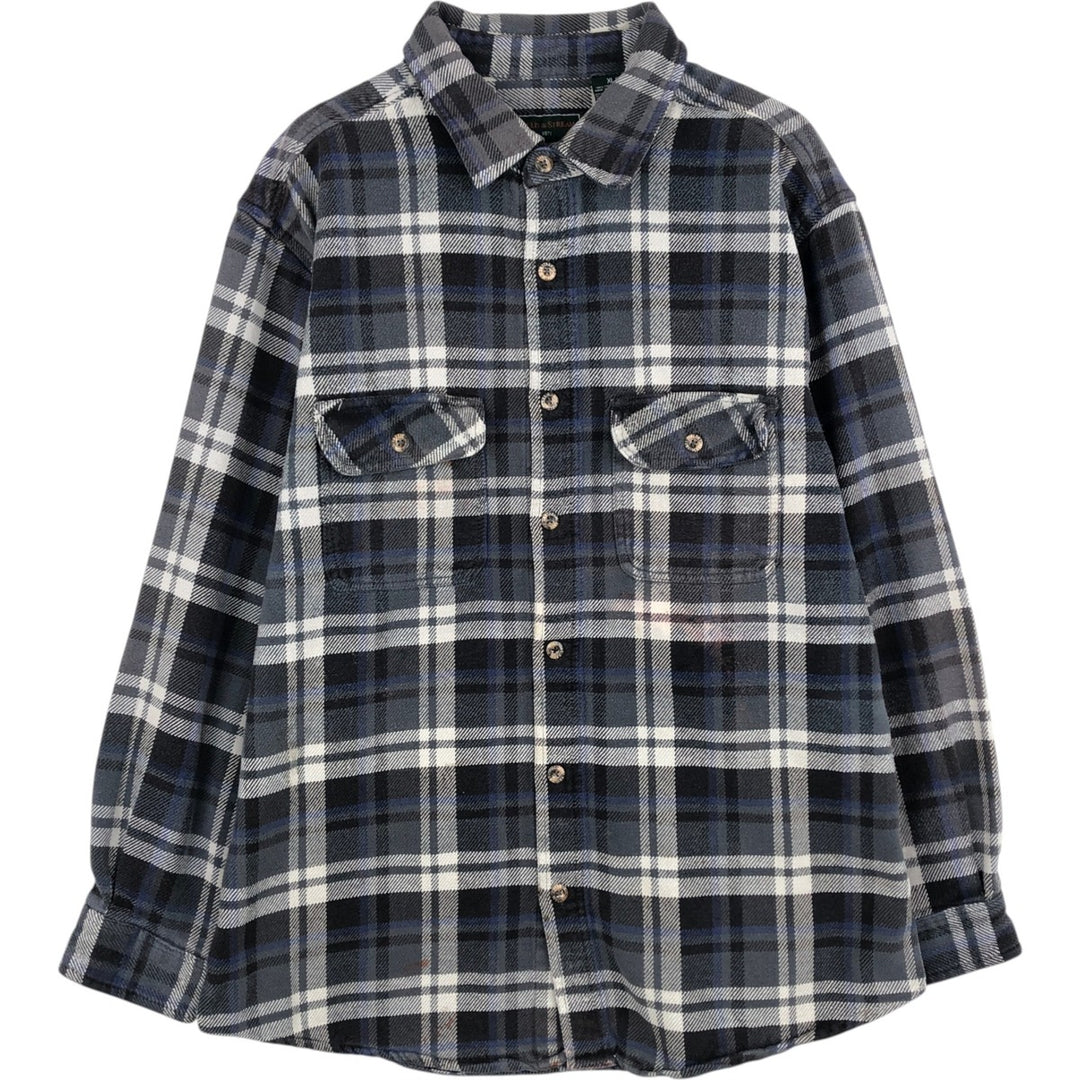 FIELD and STREAM Long-Sleeve Flannel Check Shirt, Men's Size XL (approx.) cotton gray type Vintage Second Hand