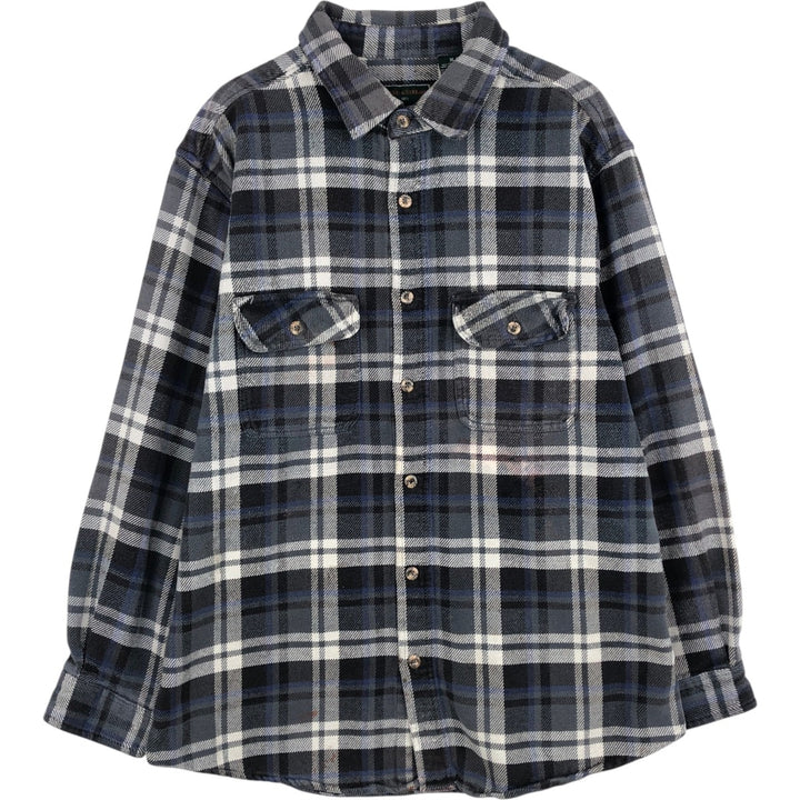 FIELD and STREAM Long-Sleeve Flannel Check Shirt, Men's Size XL (approx.) cotton gray type Vintage Second Hand
