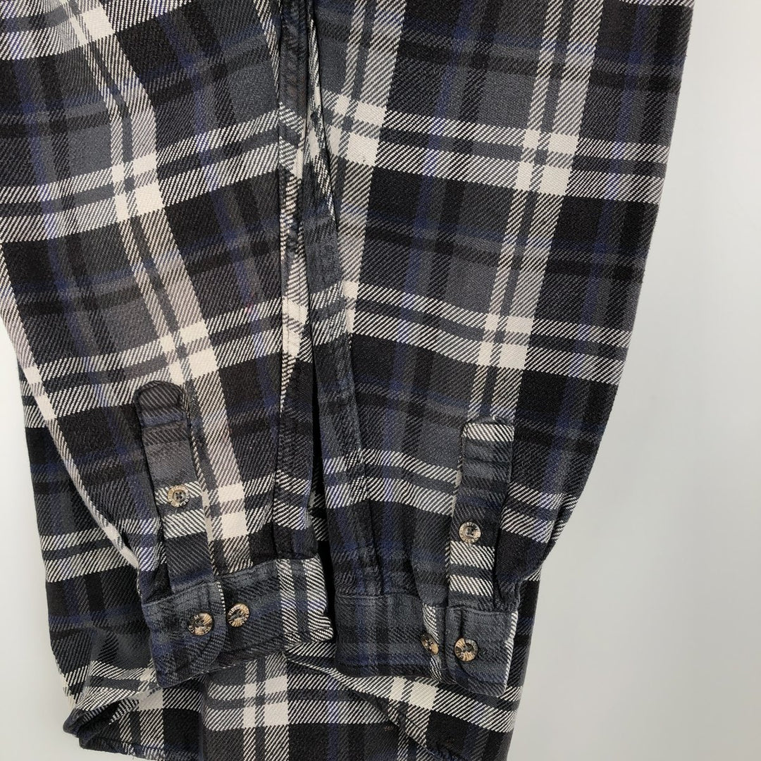 FIELD and STREAM Long-Sleeve Flannel Check Shirt, Men's Size XL (approx.) cotton gray type Vintage Second Hand