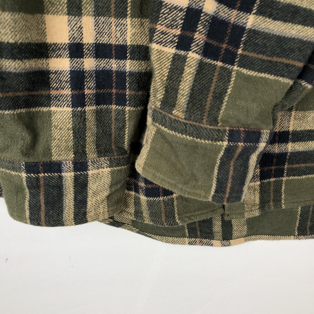 90'S Field & Stream Long-Sleeve Heavy Flannel Check Shirt, Men's Size L (Equivalent), Regular Collar, Vintage cotton Khaki type Vintage Second Hand