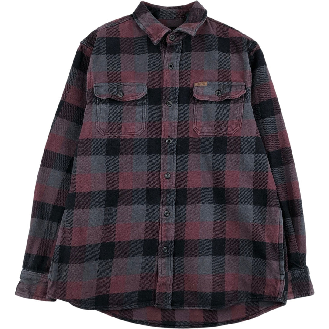 ORVIS Long Sleeve Flannel Check Shirt, Men's Size M cotton gray type Vintage Second Hand