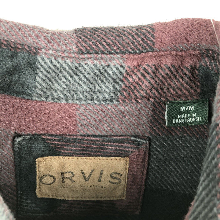 ORVIS Long Sleeve Flannel Check Shirt, Men's Size M cotton gray type Vintage Second Hand