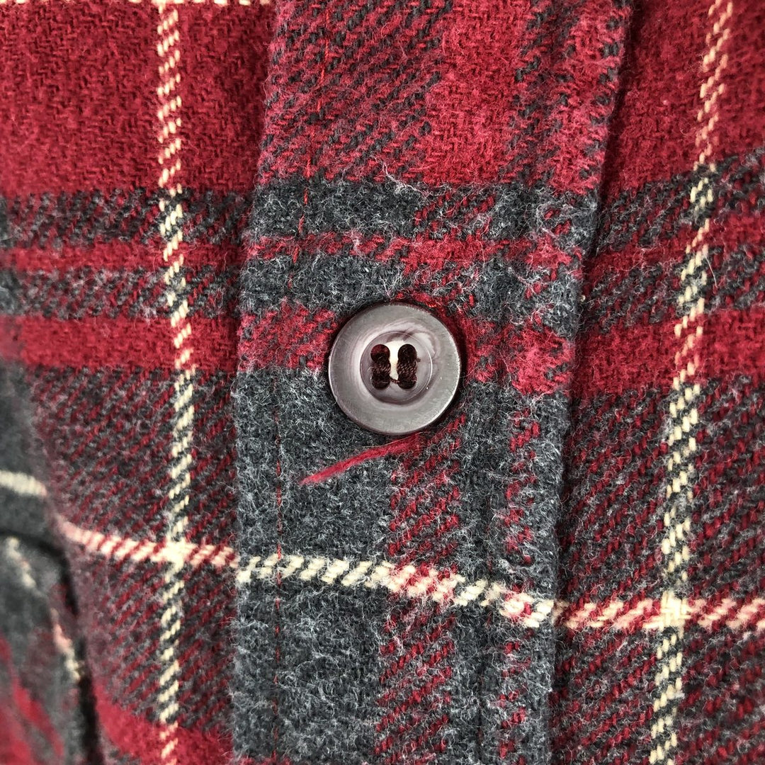 SCHMIDT Long Sleeve Flannel Check Shirt, Men's Size XL cotton red type Vintage Second Hand
