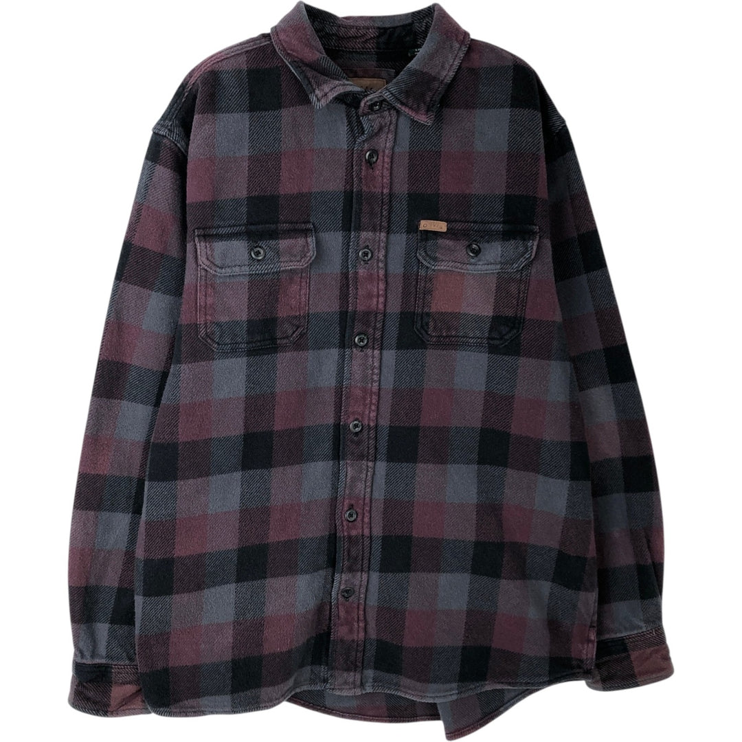 ORVIS Long Sleeve Heavy Flannel Check Shirt, Men's Size L cotton purple type Vintage Second Hand