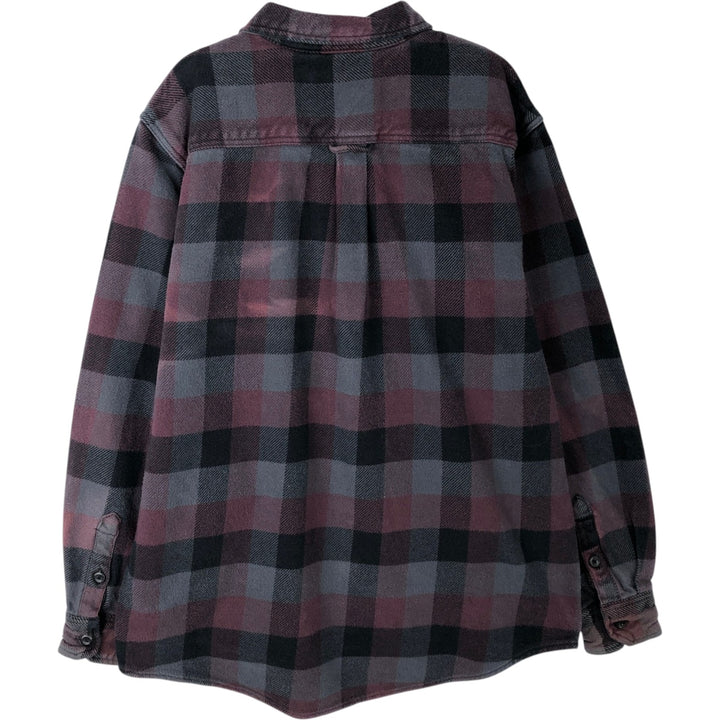 ORVIS Long Sleeve Heavy Flannel Check Shirt, Men's Size L cotton purple type Vintage Second Hand
