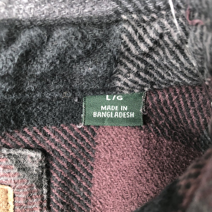 ORVIS Long Sleeve Heavy Flannel Check Shirt, Men's Size L cotton purple type Vintage Second Hand