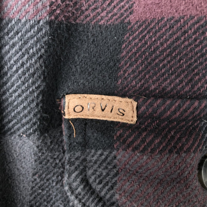 ORVIS Long Sleeve Heavy Flannel Check Shirt, Men's Size L cotton purple type Vintage Second Hand