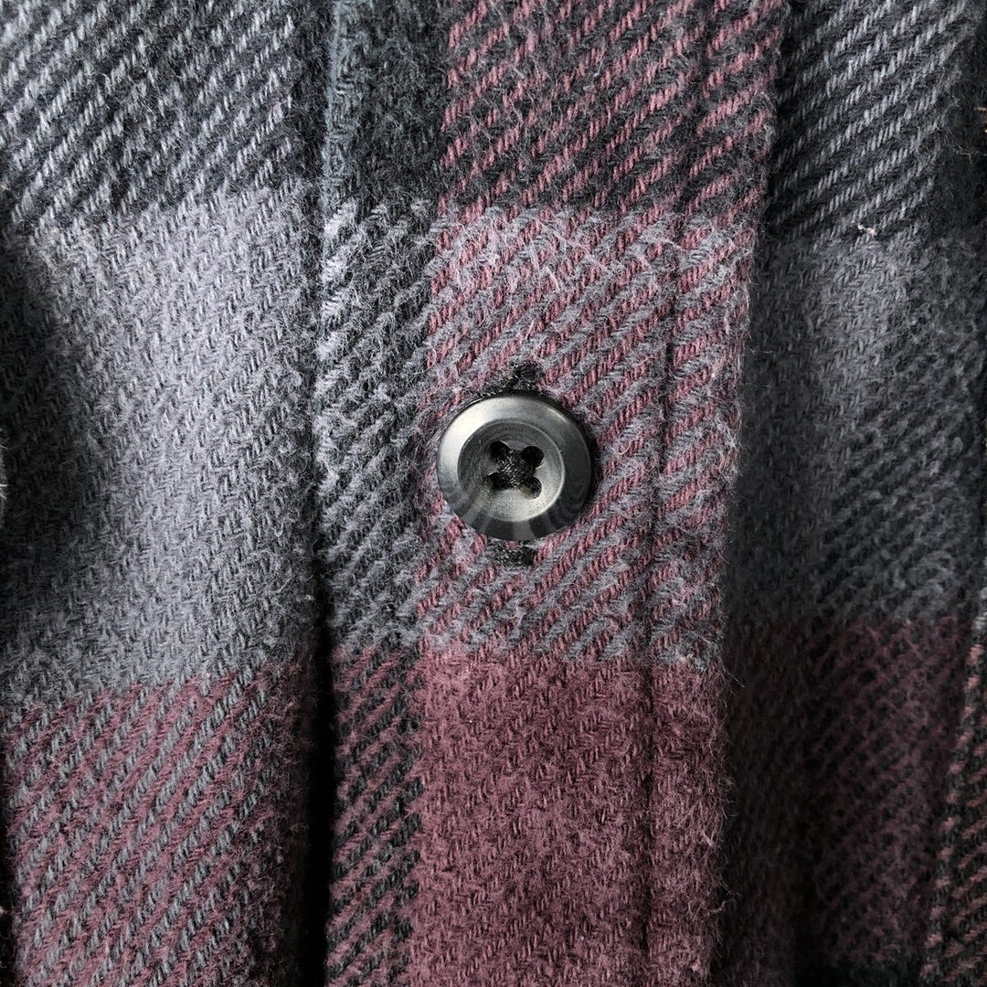 ORVIS Long Sleeve Heavy Flannel Check Shirt, Men's Size L cotton purple type Vintage Second Hand