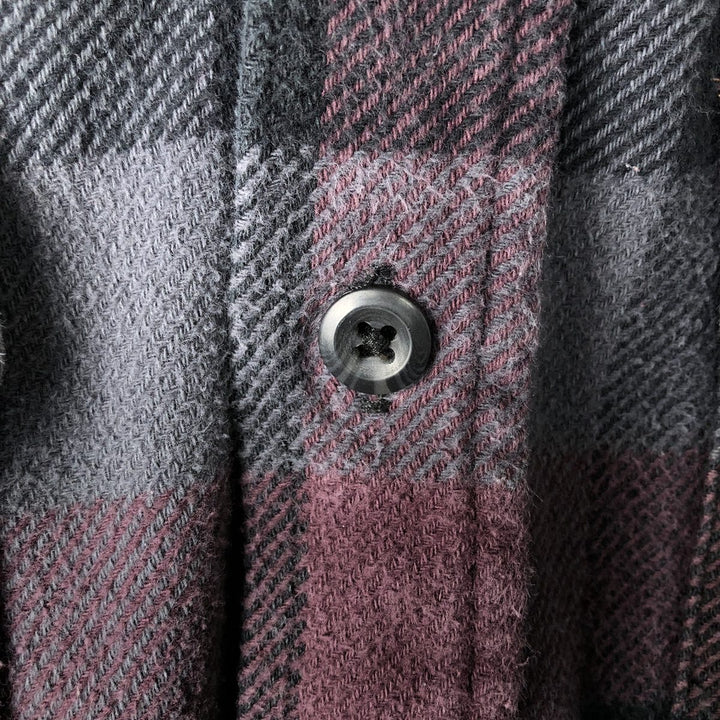 ORVIS Long Sleeve Heavy Flannel Check Shirt, Men's Size L cotton purple type Vintage Second Hand