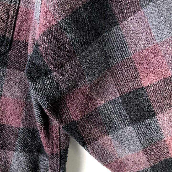 ORVIS Long Sleeve Heavy Flannel Check Shirt, Men's Size L cotton purple type Vintage Second Hand