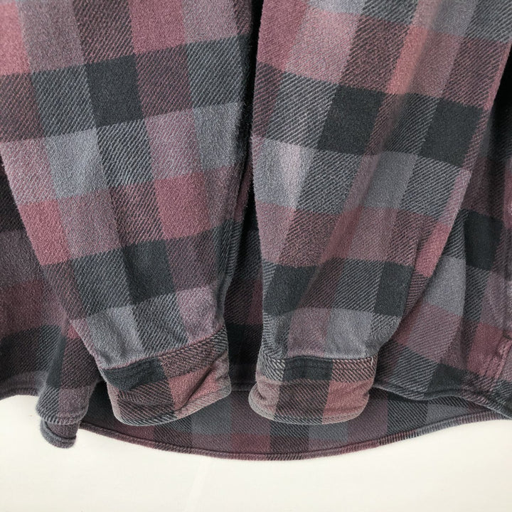 ORVIS Long Sleeve Heavy Flannel Check Shirt, Men's Size L cotton purple type Vintage Second Hand