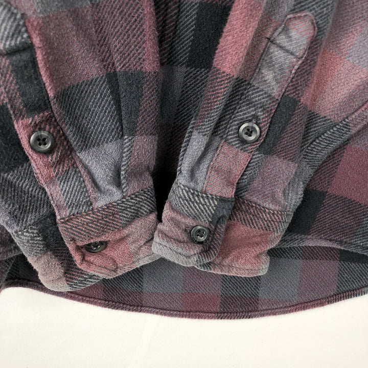 ORVIS Long Sleeve Heavy Flannel Check Shirt, Men's Size L cotton purple type Vintage Second Hand