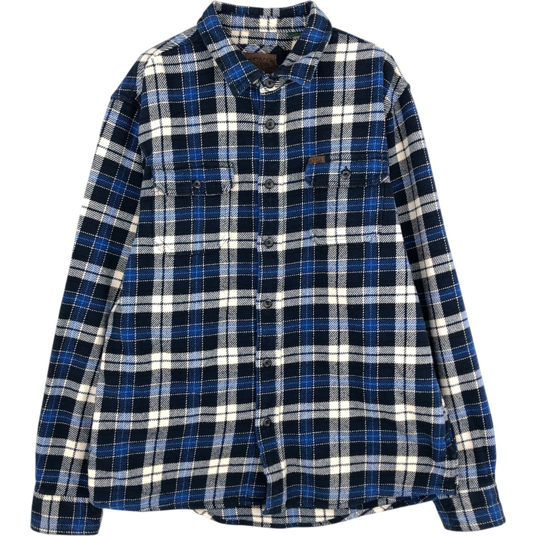 ORVIS Long Sleeve Flannel Check Shirt, Men's Size L cotton navy blue type Vintage Second Hand