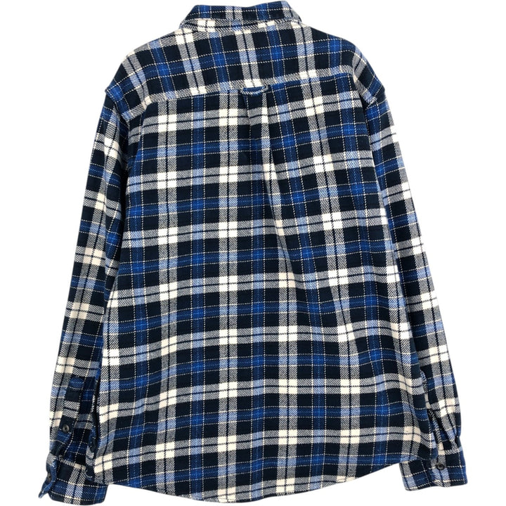 ORVIS Long Sleeve Flannel Check Shirt, Men's Size L cotton navy blue type Vintage Second Hand