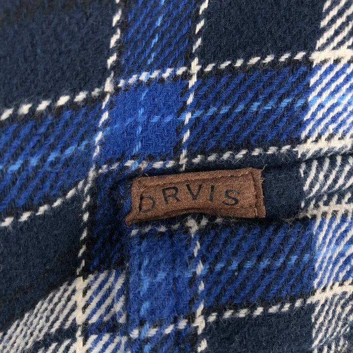ORVIS Long Sleeve Flannel Check Shirt, Men's Size L cotton navy blue type Vintage Second Hand