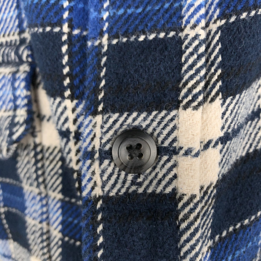 ORVIS Long Sleeve Flannel Check Shirt, Men's Size L cotton navy blue type Vintage Second Hand