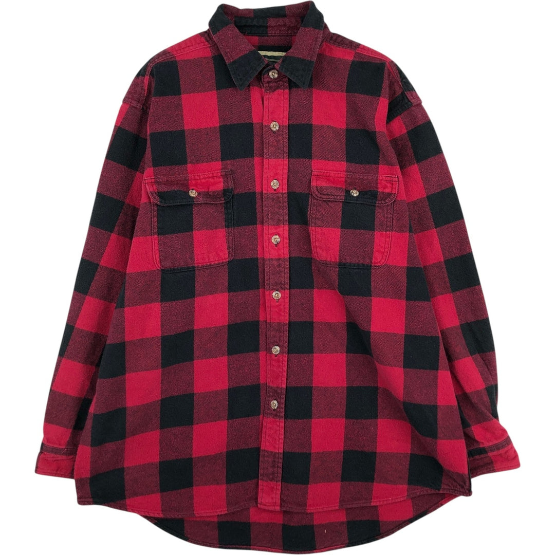 FIELD and STREAM Buffalo Check Long Sleeve Flannel Check Shirt, Men's XL cotton red type Vintage Second Hand