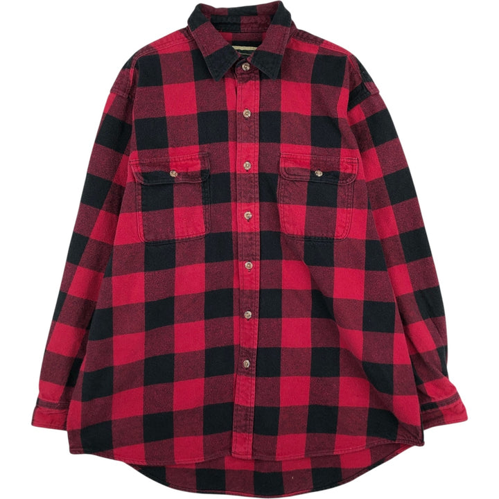FIELD and STREAM Buffalo Check Long Sleeve Flannel Check Shirt, Men's XL cotton red type Vintage Second Hand